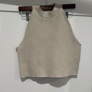 Atitzia Babaton Sculpt Knit Mockneck Halter Top, Size XL, Color Matte Pearl